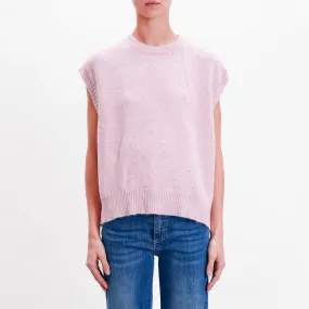 Haveone-Gilet in maglia con micro paillettes - cipria